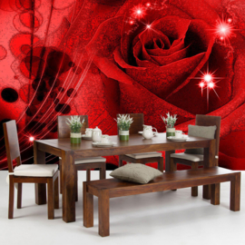 Fotobehang poster 0987 bloemen rozen roos rood