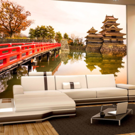 Fotobehang poster 0263 japan tempel brug romantisch rustgevend