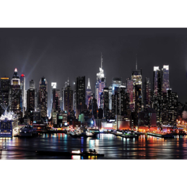 Fotobehang poster 2898 skyline nacht wolkenkrabber