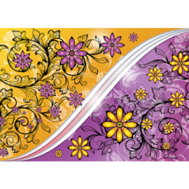Fotrobehang 2110 bloemen geel paars