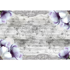 Fotobehang poster 2011 hout grijs bloemen paars
