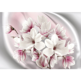 Fotobehang poster 0877 bloemen wit roze planten ster