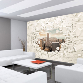 Fotobehang poster 1867 new york stenen muur manhattan