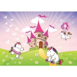 Fotobehang poster 4597 kinderkamer unicorn ballon kasteel