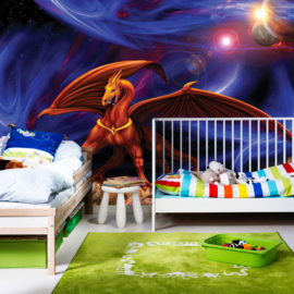 Fotobehang poster 2145 kinderkamer fantasie draak planeten