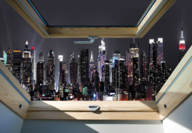 Fotobehang 3226 USA Manhattan  dakraam  nacht lichtjes