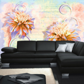 Fotobehang poster 1426 bloemen hout lila