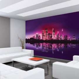 Fotobehang poster 0634 skyline lila city