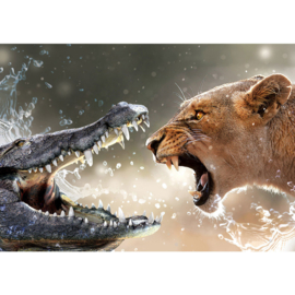 Fotobehang poster 1917 dieren leeuw krokodil roofdieren