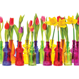 Fotobehang poster 2357 bloemen vaas flesjes