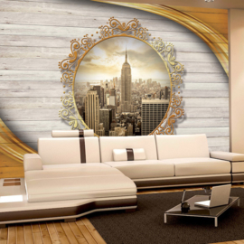 Fotobehang 3210 USA New York hout goud ornament