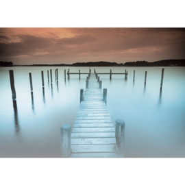 Fotobehang poster 1744 steiger water zee blauw