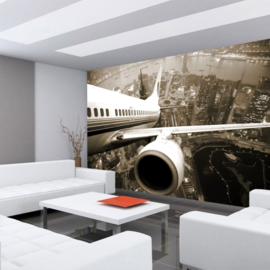 Fotobehang poster 0048 boeing vliegtuig skyline vakantie airplane