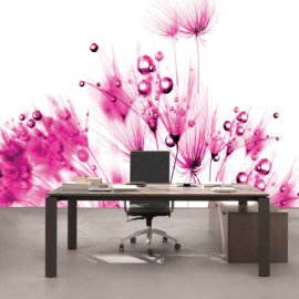 Fotobehang poster 0795 bloemen planten roze wit