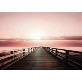 Fotobehang poster 1666 zonsondergang water zee lucht steiger