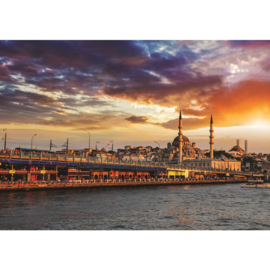 Fotobehang 1192 Turkije Istanbul minaret skyline blauw