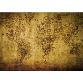 Fotobehang 1781 wereldkaart landkaart vintage sepia