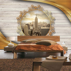 Fotobehang 3210 USA New York hout goud ornament