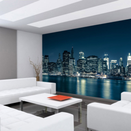 Fotobehang poster 0022 skyline new york blauw big apple