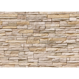 Asian stonewall beige vlies fotobehang stenen muur 200 x 140