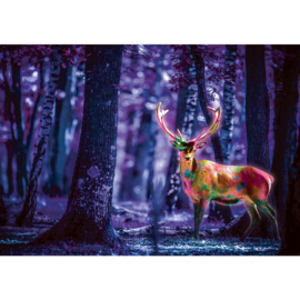 Fotobehang poster 1282 dieren hert bos blauw