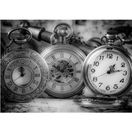 Fotobehang 1714 klokken tijd horloge time zwart wit