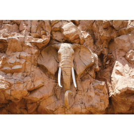Fotobehang poster 3227 olifant uit rots steen rood dier