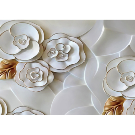 Fotobehang poster 2698 bloemen porselein wit roos rozen