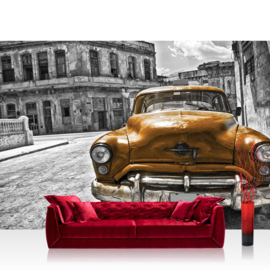 Fotobehang 1460 auto taxi cuba goud
