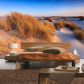 Fotobehang poster 0246 duinen helmgras strand blauwe lucht
