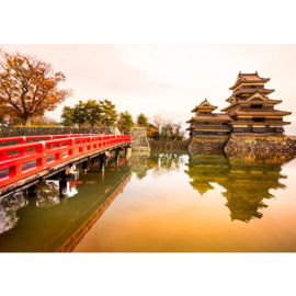 Fotobehang poster 0263 japan tempel brug romantisch rustgevend