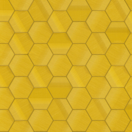 Z12826 grafisch hexagon geel metallic