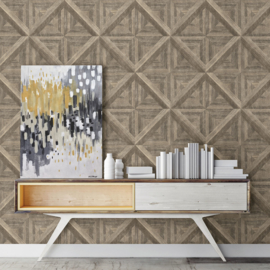 Dutch Trilogy FD25372 3d blokken ruiten hout balken bruin
