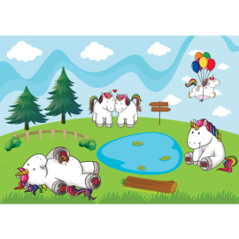 Fotobehang poster 4582 kinderkamer unicorn ballon