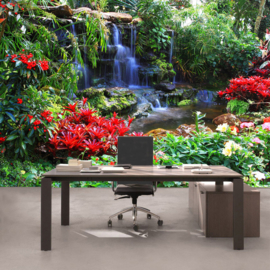 Fotobehang poster 0448 bomen waterval planten bos