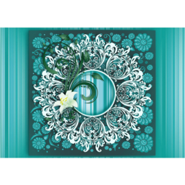 Fotobehang poster 2659 Ornament orchidee blauw