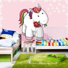 Fotobehang poster 4579 kinderkamer roze unicorn