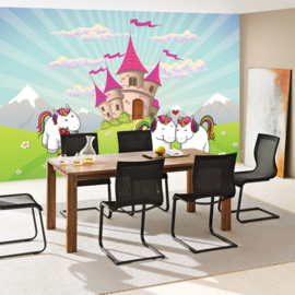 Fotobehnag poster 4596 kinderkamer unicorn kasteel