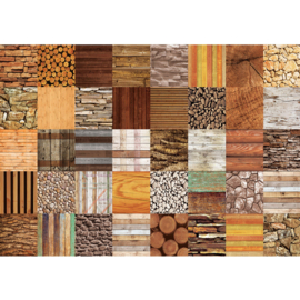 Fotobehang poster 2340 hout patchwork kiezel boomstam