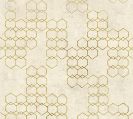 New walls 374242 zeshoek hexagon goud creme