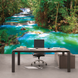 Fotobehang poster 2502 rivier water bos waterval