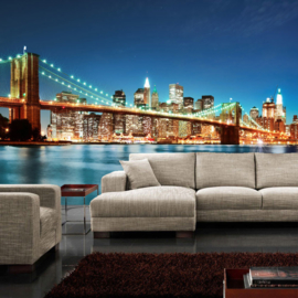 Fotobehang poster 0179 skyline new york big apple brooklyn bridge brug