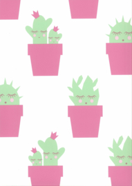 67102-3 cactus roze wit groen