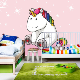 Fotobehang poster 4468 kinderkamer unicorn roze