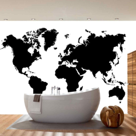 Fotobehang 3034 wereldkaart zwart wit