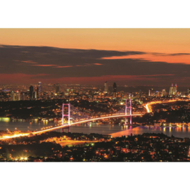 Fotobehang poster 1698 stad skyline brug hemel lucht zonsondergang
