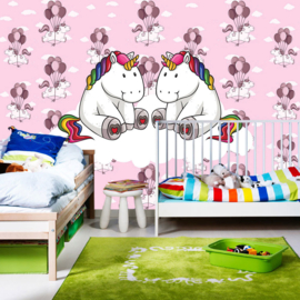 Fotobehang poster 4471 kinderkamer unicorn roze