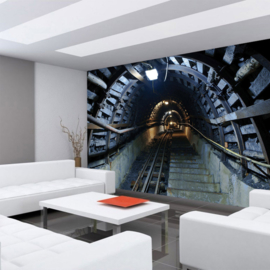 Fotobehang poster 3390 bergtrein tunnel rails