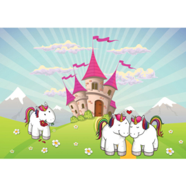 Fotobehnag poster 4596 kinderkamer unicorn kasteel