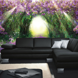 Fotobehang poster 0687 planten bloemen boog groen paars licht